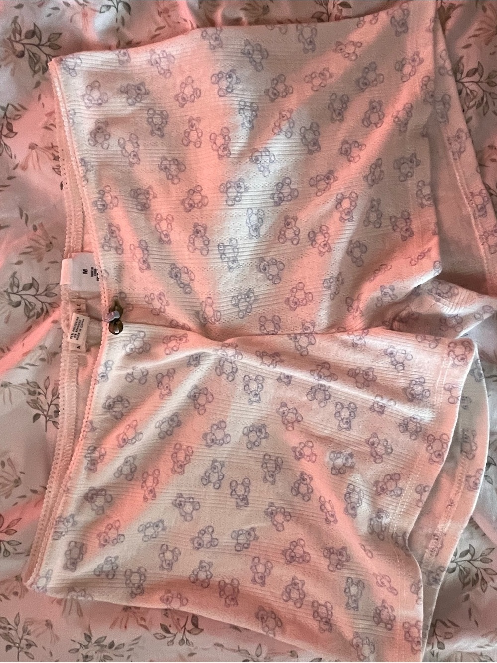 Soft Floral Print Women's Sleep Shorts - Light Pink